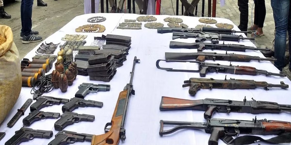 Arms and ammunition are seized by security forces in hilly and valleyous areas