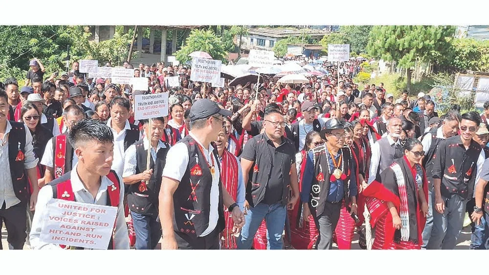 Over 1,000 people join mass rally in Longleng, Nagaland, demanding justice for victims of fatal hit-and-run incident