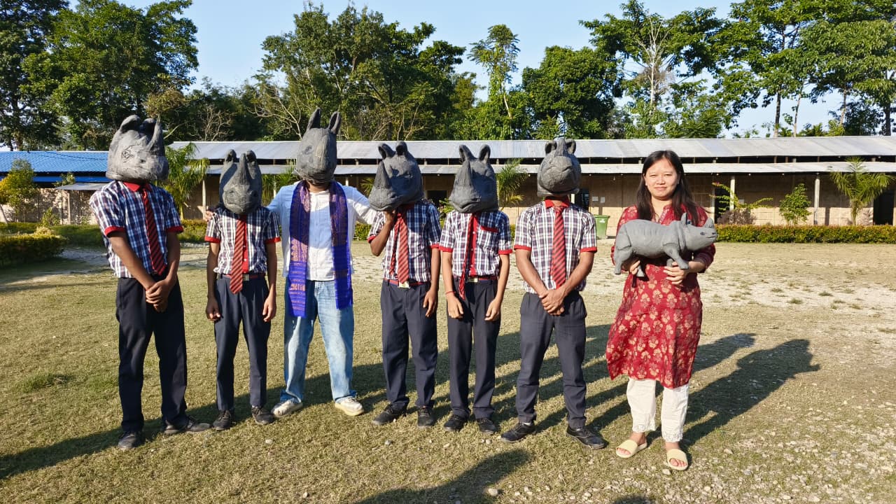 ‘Rhino Goes to School’ sensitises 600 students around MNP on conservation